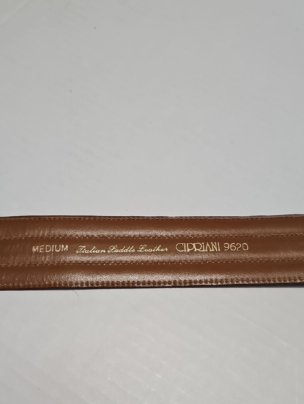 Cipriani Italian Saddle Leather Brown Wide Belt with Contrast Stitching Size M - Picture 4 of 9